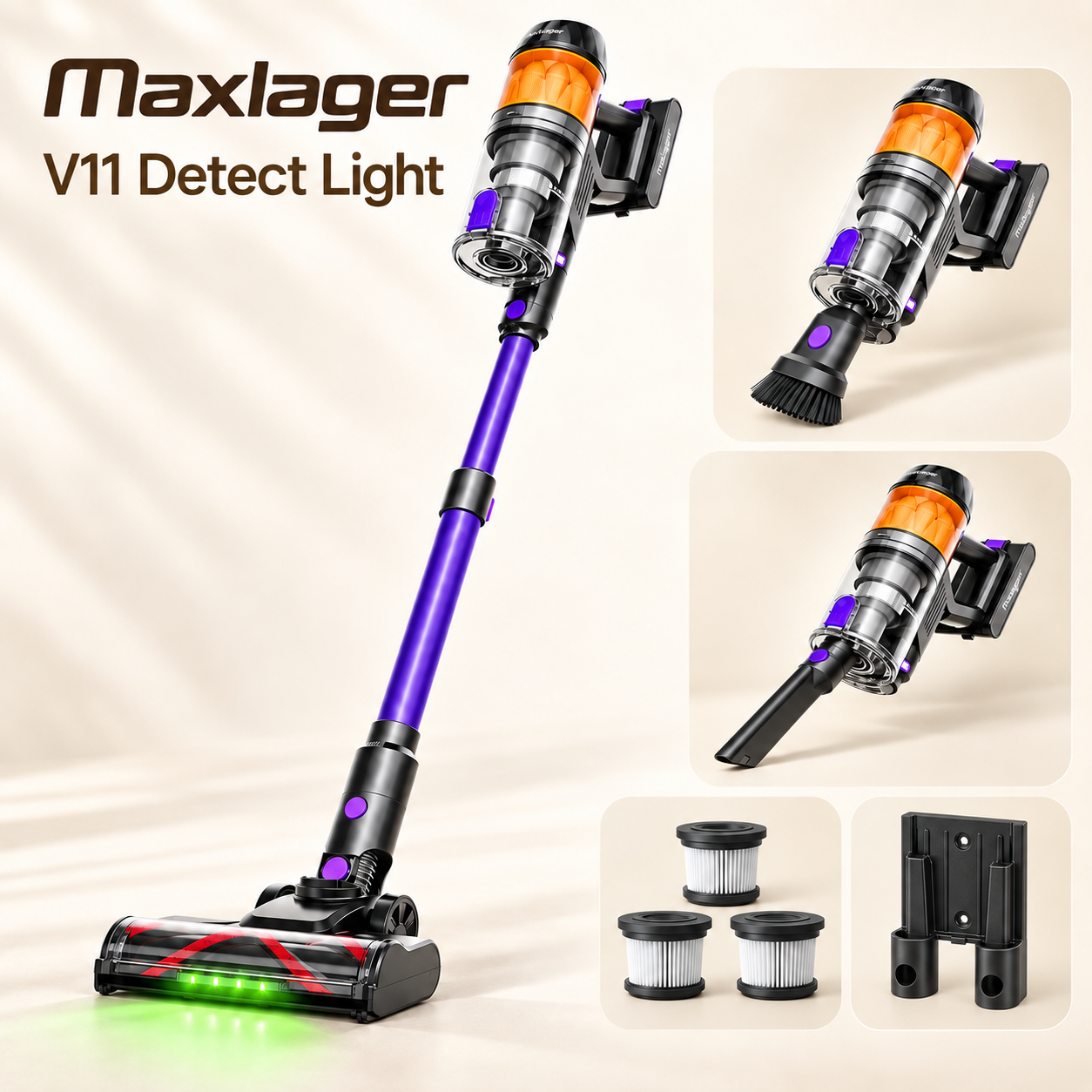 Maxlager V11 Detect Light Cordless Vacuum Cleaner – 500 W, up to 50 kPa
