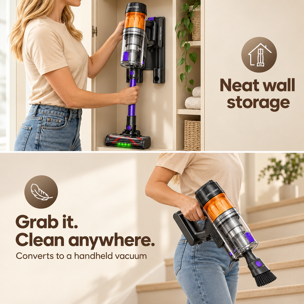 Maxlager V11 Detect Light Cordless Vacuum Cleaner – 500 W, up to 50 kPa
