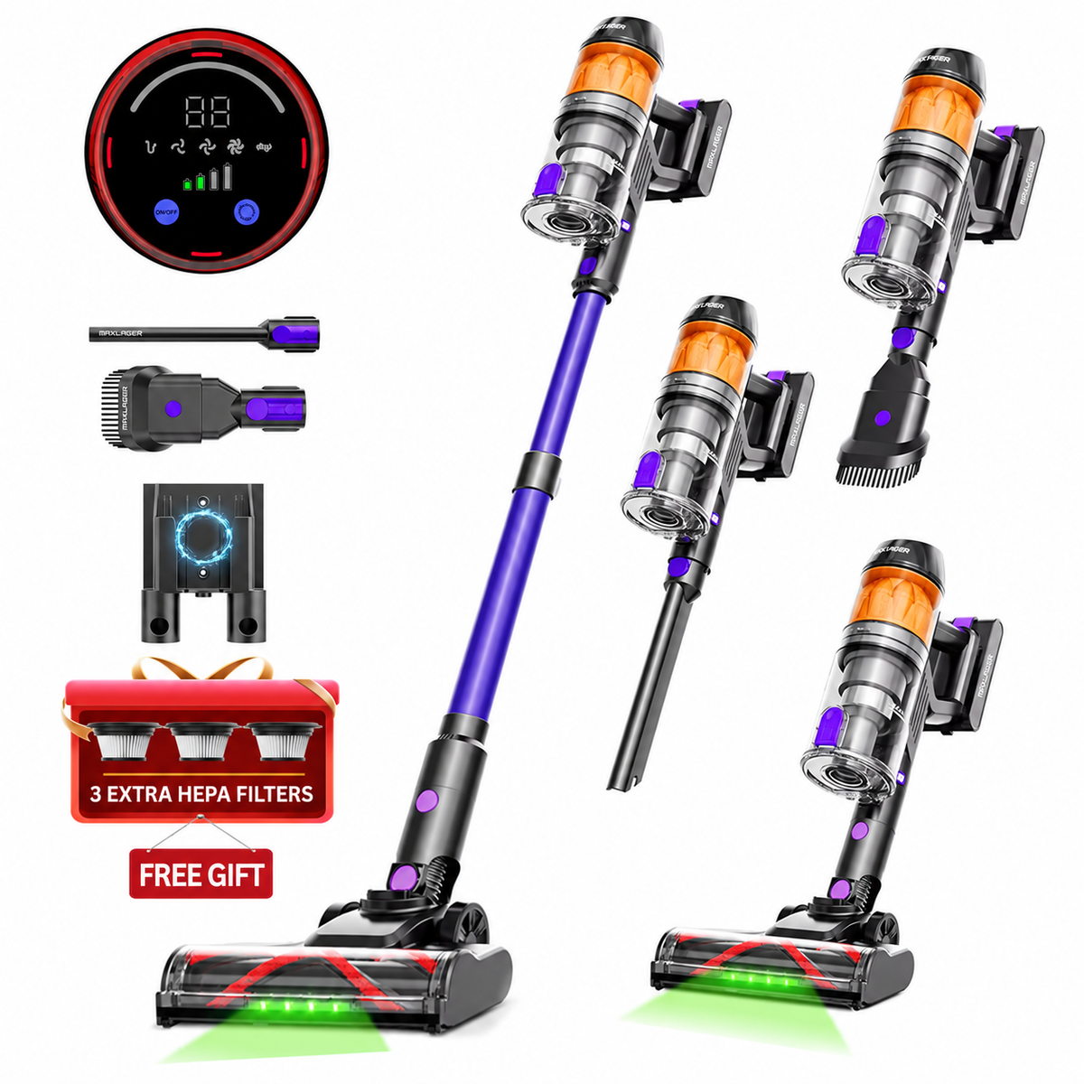 Maxlager V11 Detect Light Cordless Vacuum Cleaner – 500 W, up to 50 kPa