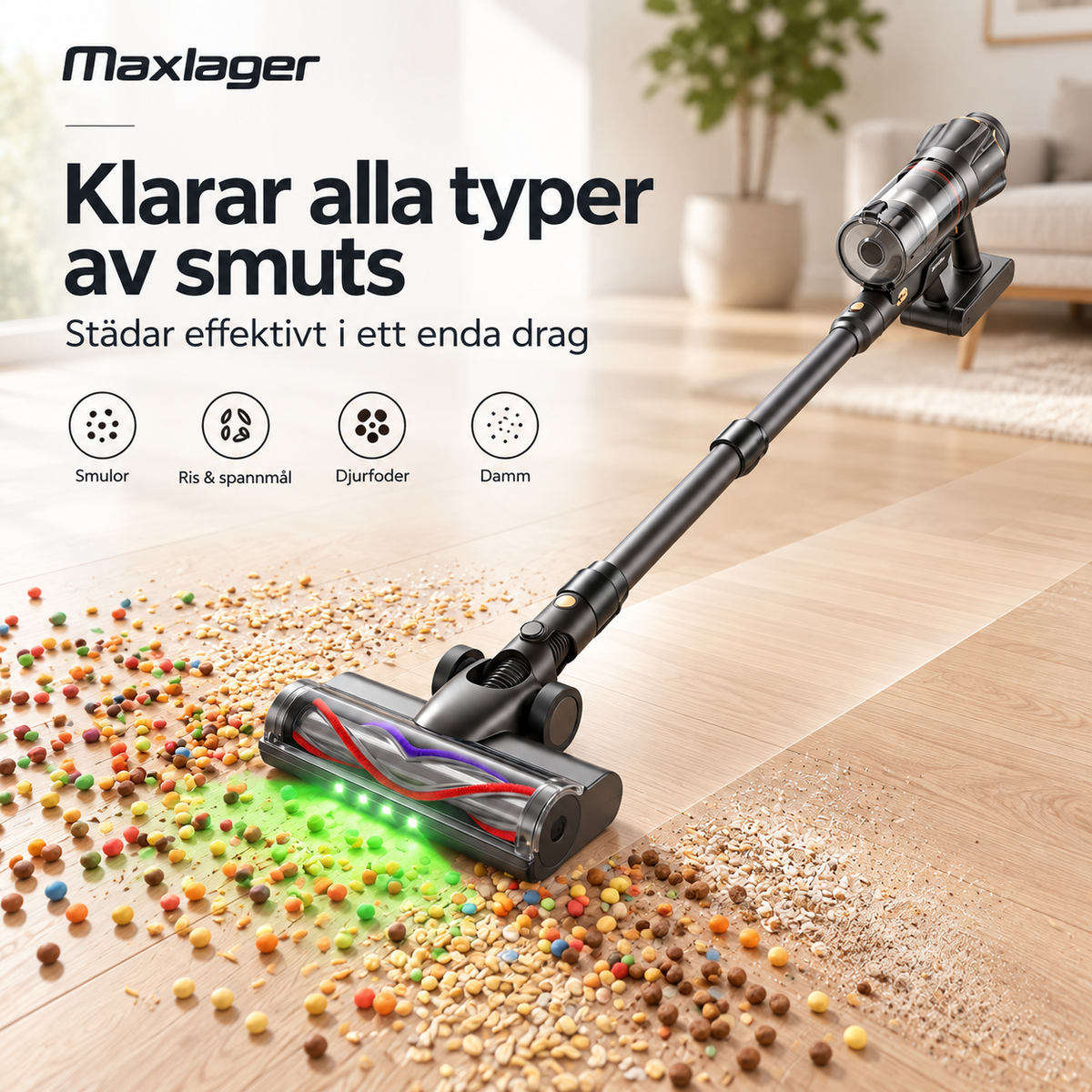 Maxlager V30 Pro – Cordless Vacuum Cleaner 800 W, 75 kPa & Up to 95 Minutes of Runtime