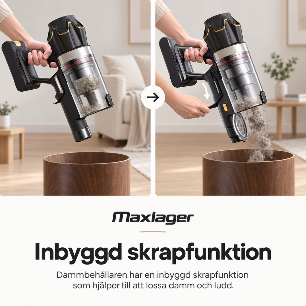 Maxlager V30 Pro – Cordless Vacuum Cleaner 800 W, 75 kPa & Up to 95 Minutes of Runtime